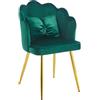 Il Gruppone Passione Casa IlGruppone Poltrona Conchiglia in Velluto, Sedia Imbottita per Camera da Letto e Salotto, Poltroncina Design Moderno con Cuscino e Gambe in Acciaio (Petrolio)