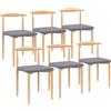 IDMarket - Set di 6 sedie da pranzo NOE in finto legno con sedute in tessuto grigio chiaro