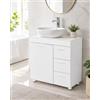 Soayone Mobile Sottolavabo per Bagno con 3 Cassetti e 2 Scomparti, 70 × 30 × 64 cm, Mobiletto Bagno Salvaspazio da Terra con Ripiano Regolabile, Apertura a U per Sifone, Bianco