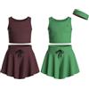 Essenclo Flowy Girls Butterfly Shorts Skirts w/Pockets & Athletic Sleeveless Tank Tops, Dance Tennis Cheer Running (5pc Set)