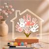 SciFiVisi Set di impronte di mani per la famiglia con luce notturna a LED per impronte di piedi, set per bambini e per tutta la famiglia, con 5 piastre PS, set per impronte di mani per coppie, cornice in legno