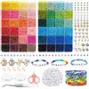 Noa Home Deco 16000+ pezzi perline per braccialetti, set di perlin colorate 3 mm per infilare, 300 perline di lettere, con cordoncini elastici e forbici per bambini adulti compleanni di Natale