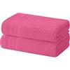 Degrees home - Set 2 Asciugamani Bidet, Asciugamani Bagno, Asciugamani Piccoli, 100% Cotone, 480 gr/m², Dimensioni 30 x 50 cm, Rosa