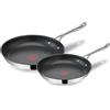 Tefal Jamie Oliver Cook's Direct On E304S244 - Set di padelle a induzione, antiaderente, adatta al forno, per tutti i piani cottura, manico rivettato, 24/28 cm