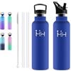 Grsta Borraccia Termica 750 ml, Acciaio Inox, Senza BPA, Isolato Sottovuoto | Bottiglia Termica Senza Perdite, Acciaio Inox, Caldo 12 Ore Freddo 24 Ore per Campeggio Include 6 Cannucce + 1 Spazzola