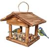 Relaxdays Mangiatoia in legno di abete da appendere, HxLxP: 22 x 26 x 22 cm, giardino & balcone, fiammato