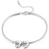 Amsgedhie Bracciale Personalizzato con Cuore e Pietra di Nascita - Bracciale da Donna con Nome Inciso e Catena Regolabile per Mamma o Nonna, Regalo per Festa della Mamma e Natale