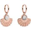 Purelei Eldorado, orecchini a cerchio, impermeabili, con ciondolo a forma di ventaglio e pietra preziosa in acciaio inox, placcato oro 14 K, argento e placcato in oro rosa 18 carati, orecchini