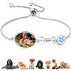 Apeso Bracciale memoriale per animali domestici personalizzato con foto e nome | Bracciale personalizzato con fiore e foto, cane gatto immagine braccialetti, regali di perdita di animali domestici