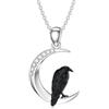 LABBAO Collana con ciondolo a forma di luna e corvo per donna, in argento Sterling 925, con ciondolo a forma di corvo, con diamanti lab-grown
