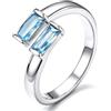 Bestyle Anello Donna Regolabile con Pietre Portafortuna Rettangolare | Anello Donna Aperto con Pietre 12 Mesi Colore Argento/Oro con Zirconia Cubica Regalo per Donna Fidanzamento Anniversario