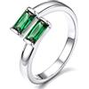 Bestyle Anello Donna Regolabile con Pietre Portafortuna Rettangolare | Anello Donna Aperto con Pietre 12 Mesi Colore Argento/Oro con Zirconia Cubica Regalo per Donna Fidanzamento Anniversario