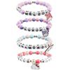 Hello Kitty Sanrio Braccialetti Bambina 4 Pz, Cinnamoroll Kuromi Kawaii Ciondolo con Perline Elastiche Anime Braccialetto Set