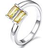 Bestyle Anello Donna Regolabile con Pietre Portafortuna Rettangolare | Anello Donna Aperto con Pietre 12 Mesi Colore Argento/Oro con Zirconia Cubica Regalo per Donna Fidanzamento Anniversario