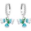 MISEFF Orecchini pendenti in argento 925, motivo farfalle e fiori e foglie, gioielli alla moda, regalo per orecchie sensibili