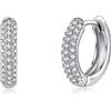 FANCIME Orecchini Goccia Piercing in Argento Sterling 925 Placcato Oro Bianco con zircone, Rotondo Orecchini Vintage Gioielli Regalo per Donna Signore Ragazze Mamma - Diametro: 14mm