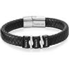 Wamantic Bracciale Uomo Personalizzato Con Nome Inciso Bracciale In Pelle Uomo Acciaio Inox Pelle Intrecciata PU Regalo Per Papa Marito Fidanzato Festa Del Papa Compleanno Anniversario