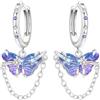 MISEFF Orecchini pendenti in argento 925, motivo farfalle e fiori e foglie, gioielli alla moda, regalo per orecchie sensibili