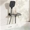 Umisu Rubinetto per Vasca da Bagno con Doccetta, Miscelatore per Vasca a Cascata a 3 Modalità, Miscelatore Vasca/Doccia da Parete con Flessibile da 1,5 m e Supporto Integrato, Grigio