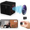Bextgoo Mini Telecamera Spia Nascosta 4K - con o Senza WiFi (opzionale) | Videocamera Sorveglianza Interno Wifi, Scheda TF da 32 GB integrata, Rilevamento del Movimento, Visione Notturna