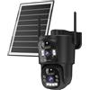 Ctronics 4G LTE Telecamera Solare Esterno con Doppio Obiettivo senza Fili | 15600mAh Batteria 8W Pannello, Dual-PIR, Visione Notturna A Colori, 128GB TF/Cloud/PC, IP66