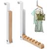 csncis 2 appendiabiti da porta pieghevoli, con 6 grucce appendiabiti in metallo e legno, non necessita di foratura, bianco, appendiabiti pieghevole per porta, camera da letto, per appendere vestiti e