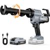 WORKPROX Pistola Sigillante Senza Fili 20V con Batteria Ricaricabile | Pistola Silicone 300 ml, 6 Velocità con Alta Spinta, Antigoccia, Luce LED, Canna Girevole, Funzione Power Bank 2.0Ah
