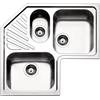 Fhuller Lavello da Cucina ad Angolo, 83x83 cm, 3 Vasche in Acciaio Inox Spazzolato,