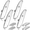 EQULIUS 4 coltelli per tappeti con 20 lame a gancio e 20 lame trapezoidali: coltello universale in metallo per tappeti e pavimenti in PVC, argento