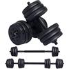 Wemk Set di Manubri Corti 2 in 1, Manubri Palestra Regolabili 20KG, Set di Pesi Professionale con Barra Bilanciere Extra