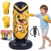 Ninonly 130cm Sacco da Boxe per Bambini Gonfiabile con Guanti e Pompa | Sacco Boxe da Terra per Bambini 3-8 Anni, PVC Resistente Punchball per Karate Taekwondo, Design Dinosauro Allenamento a Casa