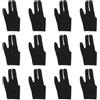 VANZACK 12 Pezzi Guanto da Biliardo a Tre Dita in Spandex Nero Traspirante | Flessibile, Polso Elastico e Dita Esposte, per Snooker e Biliardo, Adatto a Mani Diverse