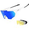 X-TIGER Occhiali Da Ciclismo Con 5 Lenti intercambiabili Protezione UV400 | Montatura TR90 robusta con cordino montabile & ganci per orecchie, occhiali da sole per bici/corsa/auto/pesca/golf