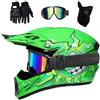 EVGATAVAB Dual Sport Integrali MTB Casco da Motocross, Gioventù Bambini Moda Fuoristrada ATV Scooter Moto Caschi, Discesa BMX Quad Dirt Bike Enduro Corsa Casco, con Occhiali Guanti Maschera