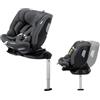 Bebeconfort RevolveFix Max 360 i-Size con SLIDETECH®, Element Graphite | 0-12 anni (40-150 cm), seggiolino auto isofix 360, installazione con gamba di supporto, 14 posizioni del poggiatesta