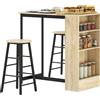 HOMCOM Set HOMCOM composto da tavolo da bar e sgabelli, set da 3 pezzi con tavolo da cucina in rovere