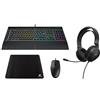 Corsair Accessori gaming: Tastiera, mouse, cuffie, tappetino per mouse Corsair HS35 V2 Stereo, K55 PRO, M55-WIRED, MM250 XL