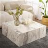Dmora - Tavolino da salotto Lemina, Tavolo basso da caffè, Portariviste per divano, Ripiano da soggiorno, 90x90 h35 cm, Marmo