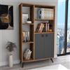 Dmora Libreria Chroma 80x25x136h cm Marrone Noce 5 Ripiani 2 Ante, Biblioteca Installazione Libera