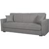 Dmora Divano Letto 3 Posti Lisandro 214x80 cm Grigio Contenitore di Apertura Click-clack, Lavabile