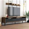 Dmora Parete attrezzata Edasich, Composizione Soggiorno, Mobile Salotto Multiuso, Armadio Porta TV, 180x35h47 cm, Noce e Antracite