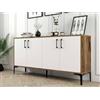 Dmora - Credenza Sestante, Buffet da soggiorno, Madia da salotto, Dispensa da cucina, 160x35h78 cm, Noce e Bianco