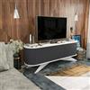 Dmora - Mobile porta TV Aludra, Credenza da soggiorno, Armadio basso per TV, Base parete attrezzata, 180x43h60 cm, Antracite e Bianco