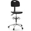 HJH Office 665060 TOP WORK 23 sedia da lavoro in schiuma rigida nero/cromo Sgabello da lavoro con schienale e rotelle, regolabile in altezza