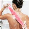 Generic Scrubber per la schiena in silicone per doccia, scrubber per il corpo in silicone, spazzola esfoliante per il corpo extra lunga con manico (rosa, 60 cm)