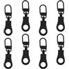 NQEUEPN 8Pz Sostituzione Traino Cerniera, Trainatori Testa Cerniera Staccabili Cursore Riparazione Linguetta Metallica Riparatore Maniglia per Abbigliamento Zaino Giacche Pantaloni (Nero)