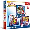 Trefl - Spidey and his Amazing Friends, Marvel, ragni e dinosauri - puzzle 3 in 1, 3 puzzle, da 20 a 50 pezzi - diversi livelli di difficoltà, intrattenimento per bambini dai 3 anni in su