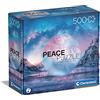 Clementoni - Peace Puzzle Light Blue, Puzzle 500 Pezzi per Adulti e Ragazzi, Illustrazione con Montagne Innevate e Cielo Stellato, Idea Regalo, Made in Italy, 49x36 cm, 35116