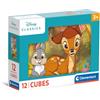 Clementoni- Disney Classics Classics-12 Pezzi Bambini 3 Anni, Cartoni Animati, Cubi, Puzzle, Made in Italy, Multicolore, 41196