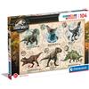 Clementoni - 27179 - Supercolor Puzzle - Jurassic World - 104 Pezzi - Puzzle Bambini 6 Anni, Puzzle Cartoni Animati - Made In Italy